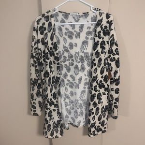 Black and off-white leopard print cardigan